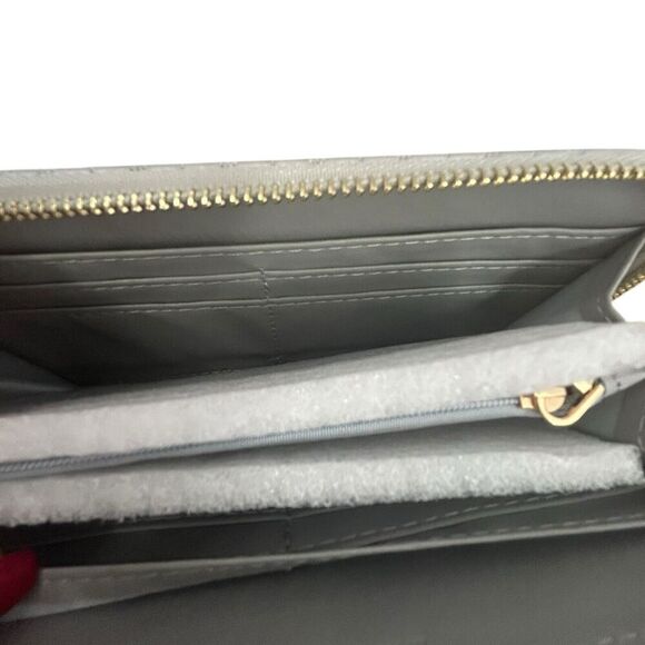 NWT Badgley Mischka Grey Blue Quilted Long Cardholder Wallet Vegan Leather - Picture 6 of 12